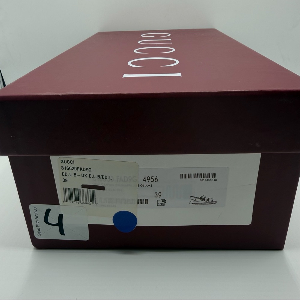 NEW NIB Gucci GG Marmont Logo Blue Canvas Monogram Platform Dad Strap Sandals - Picture 11 of 13